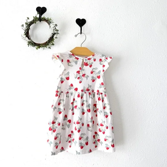 H&M Toddler Girl Strawberry Floral Dress Size 2T - Picture 3 of 4
